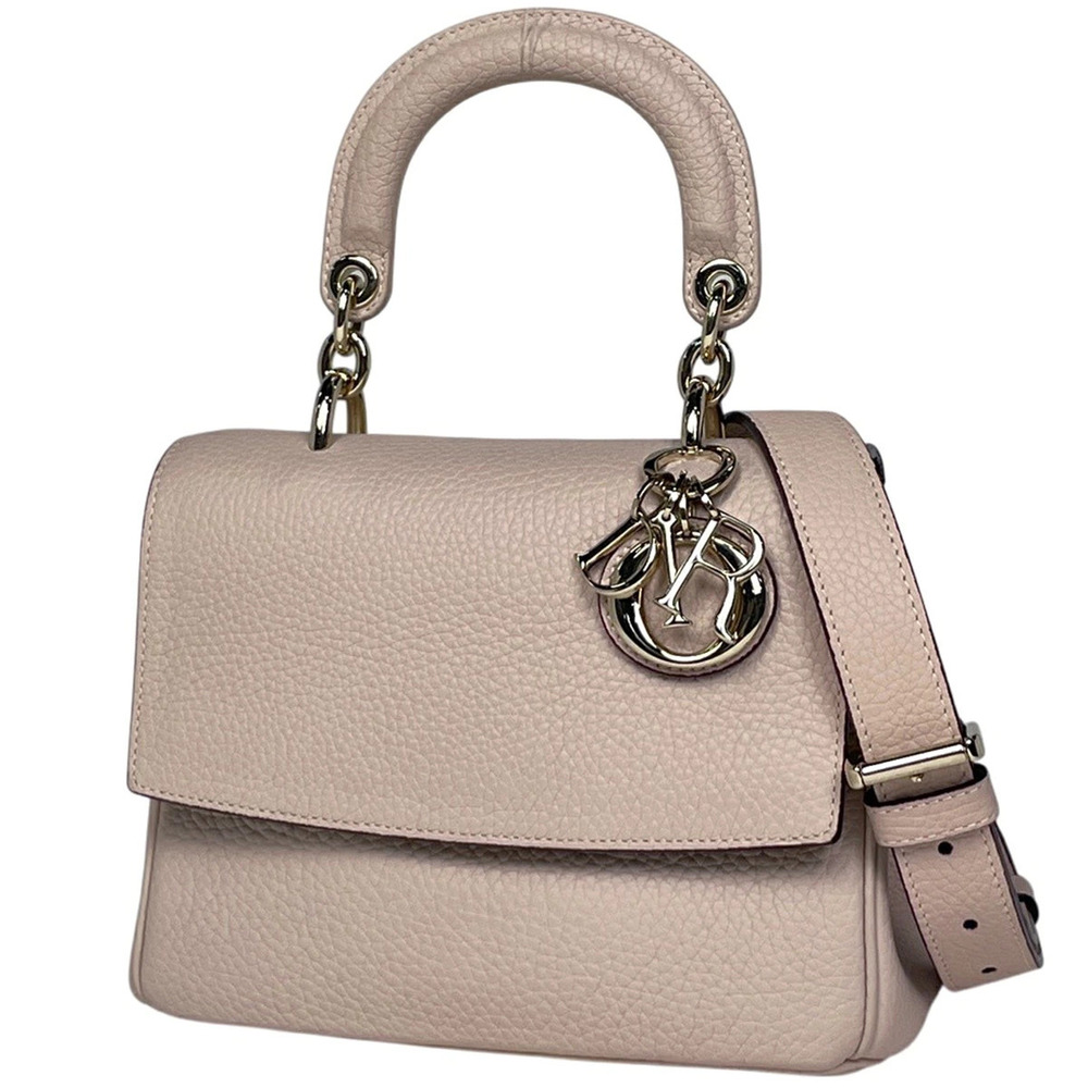 Christian Dior Be Leather Handbag Pink Beige Cream